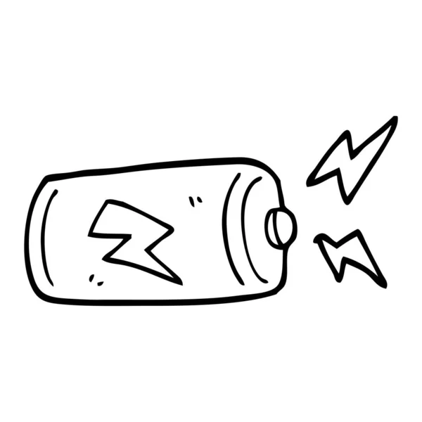 Line Drawing Cartoon Battery — Stock Vector