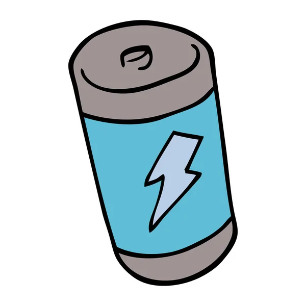 Doodle Desenho Animado Uma Bateria — Vetor de Stock