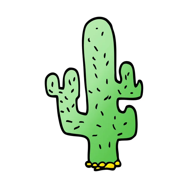 Cartoon Doodle Cactus Platte Pictogram Geïsoleerd Een Witte Achtergrond Vector — Stockvector