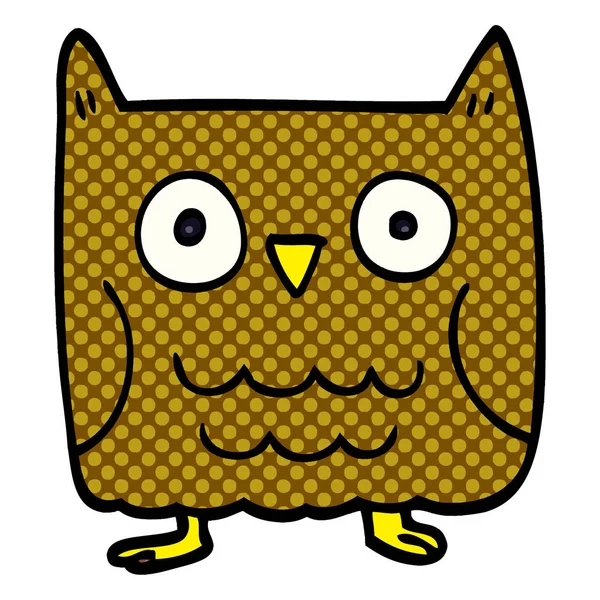 Rolig Tecknad Doodle Owl — Stock vektor