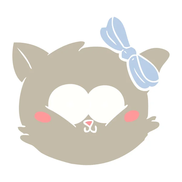 かわいいフラット カラー スタイル漫画子猫顔 — ストックベクタ