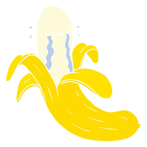 Płaski Kolor Stylu Cartoon Płacz Banana — Wektor stockowy