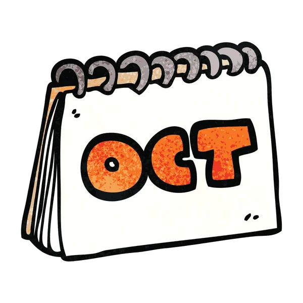 Cartoon Doodle Calendário Mostrando Mês Outubro — Vetor de Stock