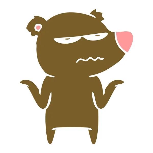 Urso Irritado Estilo Cor Plana Desenhos Animados — Vetor de Stock