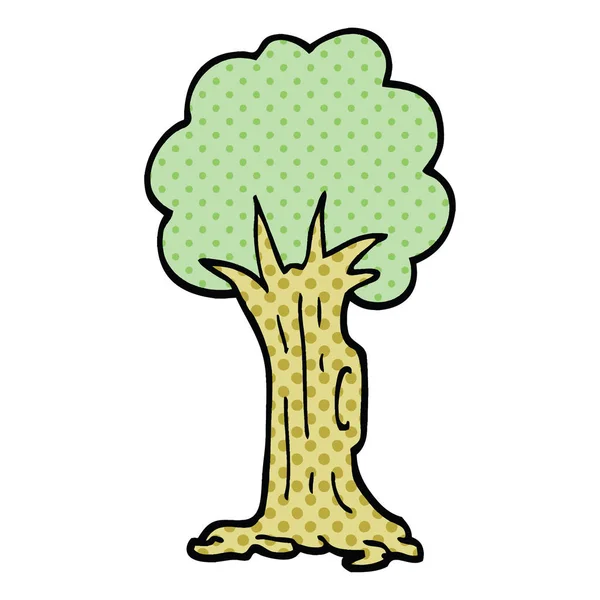 Árbol Dibujos Animados Estilo Cómic — Vector de stock