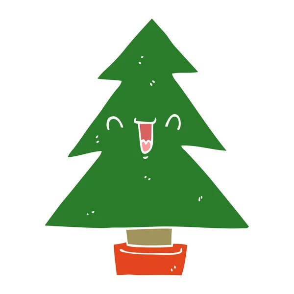 Estilo Cor Plana Cartoon Árvore Natal — Vetor de Stock