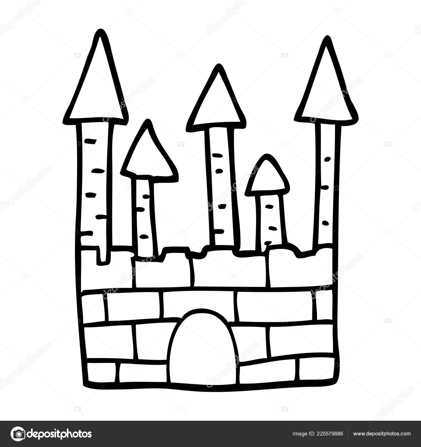Line Drawing Cartoon Traditional Castle Stock Vector Image by  ©lineartestpilot #225579886