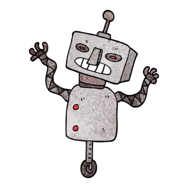 Doodle robot tekerlek üzerinde çizgi film