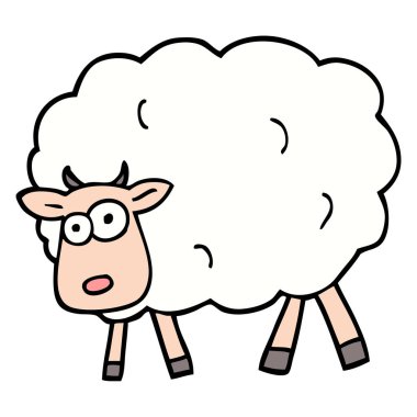 çizilmiş doodle tarzı çizgi film koyun el