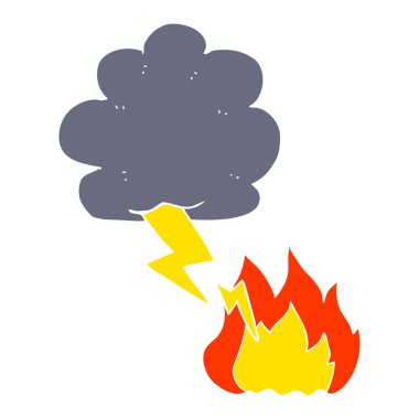 yıldırım çarpması düz renkli çizimi