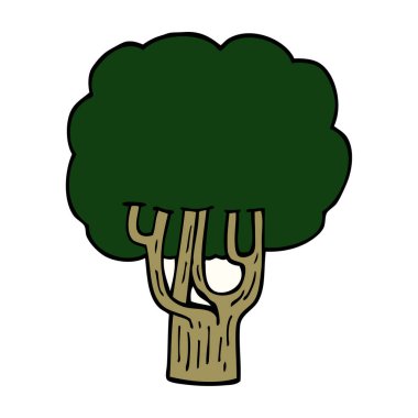 çizgi film doodle çiçek açan ağaç