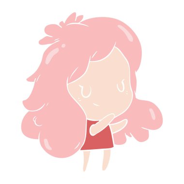 düz renk tarzı çizgi film kız