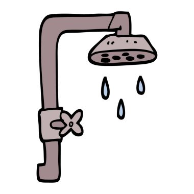 çizilmiş doodle tarzı çizgi film duş başlığı el