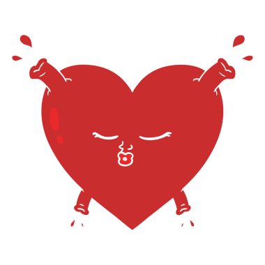 düz renk tarzı çizgi film kalp