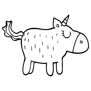 çizim karikatür şirin tek boynuzlu at