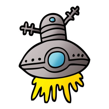 çizgi film doodle uzay gemisi