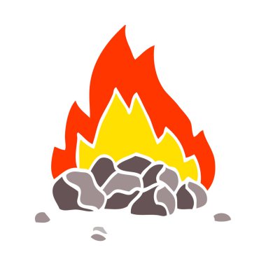 düz renk illüstrasyon karikatür kömürlerin yanma