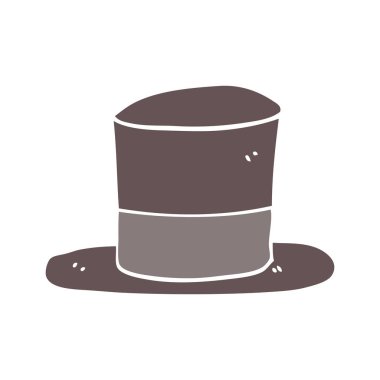 düz renk tarzı çizgi film üst şapka