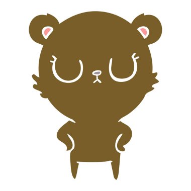 huzurlu düz renk tarzı çizgi film ayı