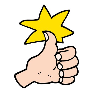 elle çizilmiş doodle tarzı çizgi film başparmak yukarıya sembolü