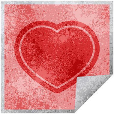 kalp sembol grafik vektör çizim kare etiketi