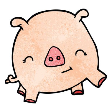 çizgi film doodle mutlu domuz