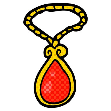 çizgi film doodle kırmızı kolye