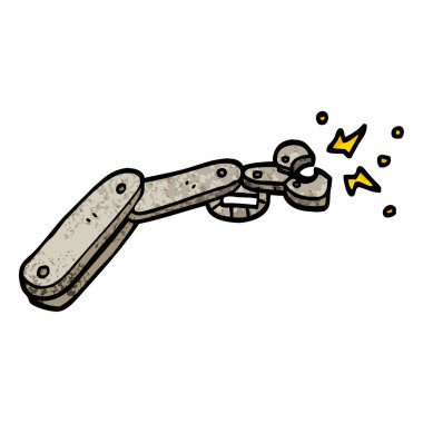 Grunge dokulu illüstrasyon karikatür robot kol