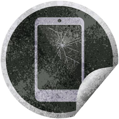 ekran cep telefonu grafik vektör çizim dairesel etiket kırık
