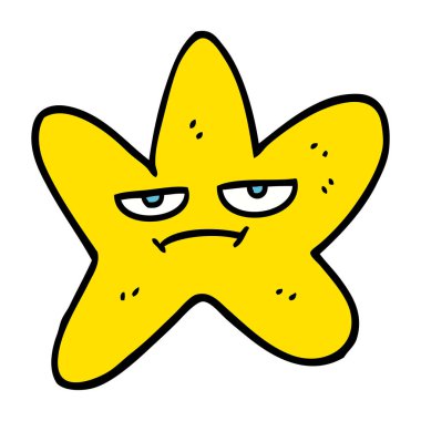 çizilmiş doodle tarzı çizgi film yıldız balık el