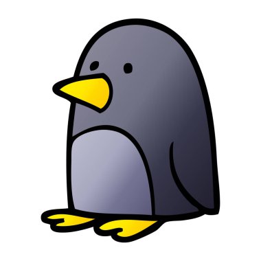 Doodle yılbaşı penguen karikatür