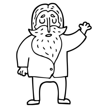 çizim karikatür adam sakallı