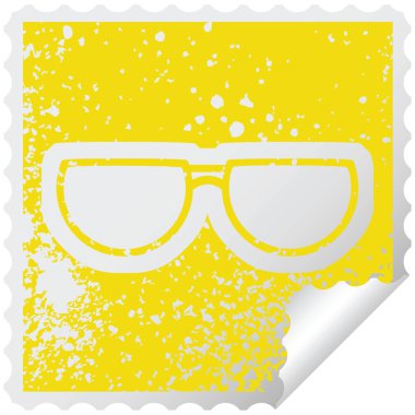 Gözlük sıkıntılı etiket grafik illüstrasyon simge