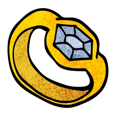 Grunge dokulu illüstrasyon karikatür elmas yüzük