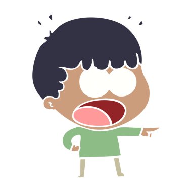 düz renk tarzı çizgi film şok adam işaret