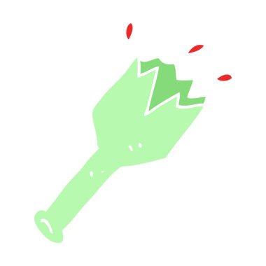 düz renk illüstrasyon karikatür parçalanmış cam şişe