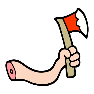 elle çizilmiş doodle tarzı çizgi film kol balta ile