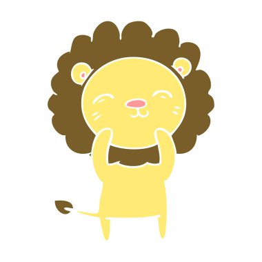 düz renk tarzı çizgi film aslan