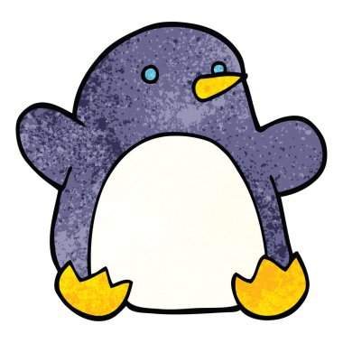 Doodle yılbaşı penguen karikatür