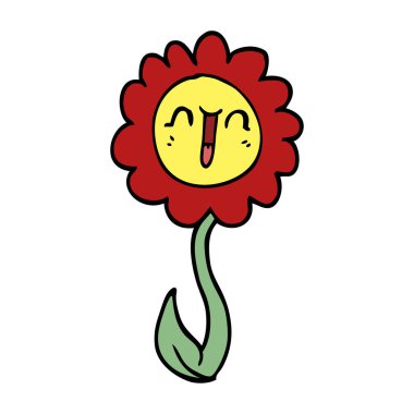 çizgi film doodle mutlu çiçek