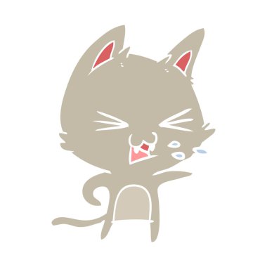 tıslama düz renk stil karikatür kedi