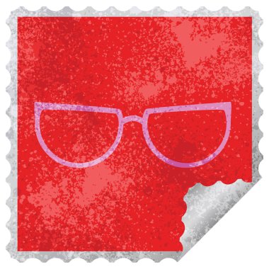 Gözlük grafik vektör kare Etiket soyma