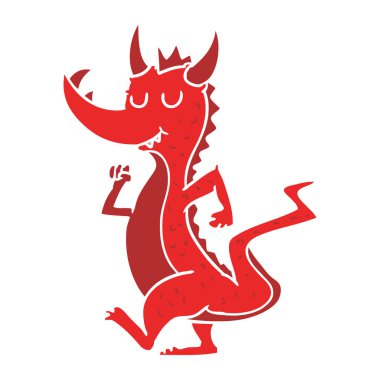 düz renk tarzı çizgi film sevimli ejderha