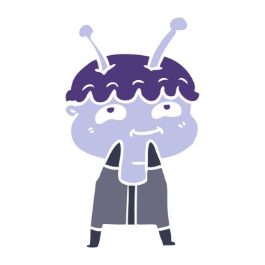 dost düz renk tarzı çizgi film uzay adamı