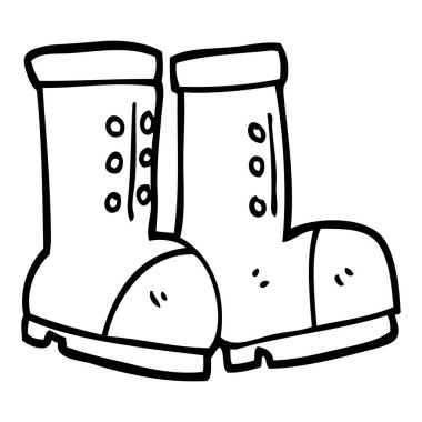 siyah beyaz çizgi film iş boots