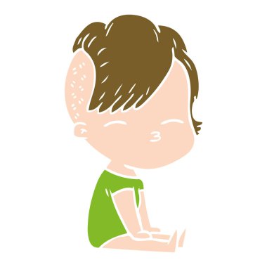 düz renk stil çizgi film kız şaşı