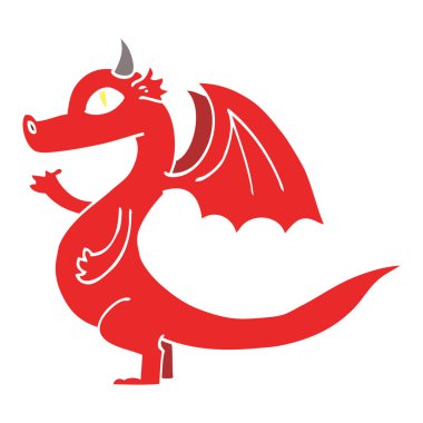 sevimli düz renk illüstrasyon karikatür ejderha