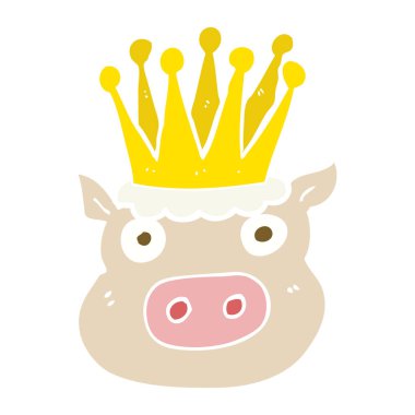 taç domuz düz renkli çizimi