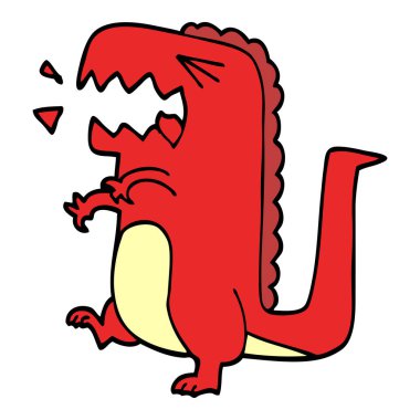 çizgi film doodle kükreyen dinozor