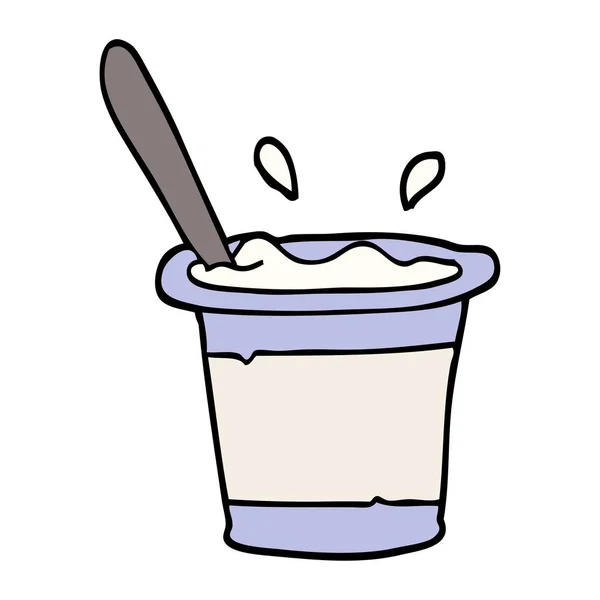 Mão Desenhado Doodle Estilo Cartoon Iogurte — Vetor de Stock